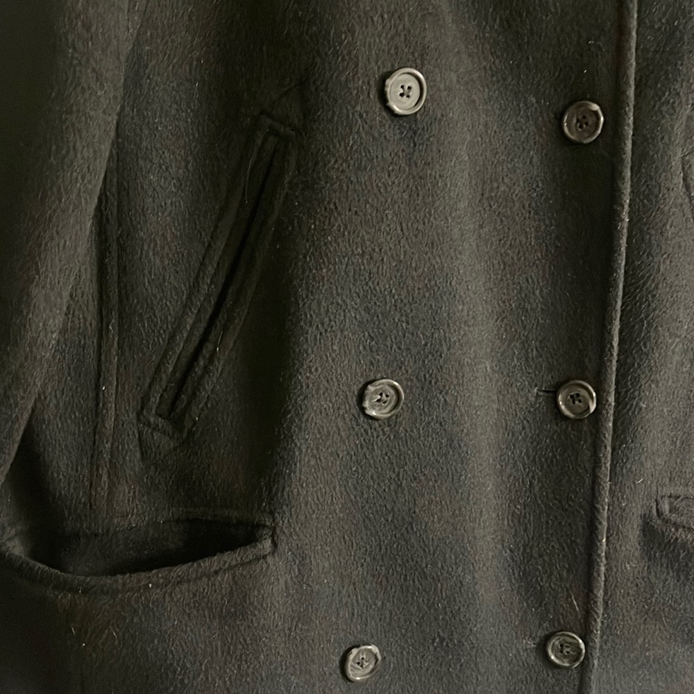 J Crew Vintage Black Wool Blend Double Breasted Peacoat Jacket in size Medium - Picture 2 of 5